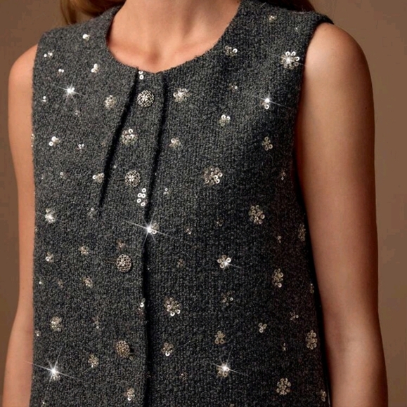 WOMEN WOOL BUTTON FRONT SEQUIN TANK TOP - Picture 4 of 4